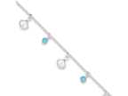 FJC Finejewelers Sterling Silver Polished Shell And Turquoise W/ 1in Ext. Anklet