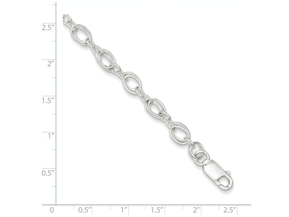 FJC Finejewelers Sterling Silver Polished And Textured Fancy Bracelet