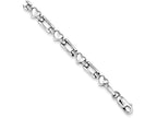 FJC Finejewelers Sterling Silver Rhodium Polished Hearts And Squares Bracelet