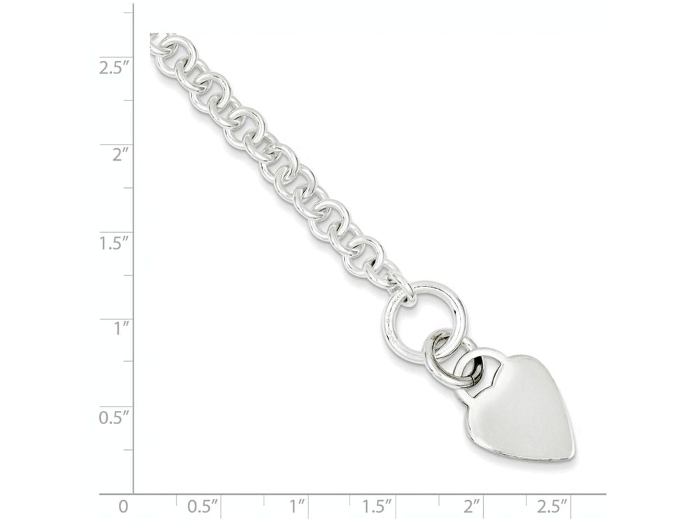 FJC Finejewelers Sterling Silver Polished Heart Bracelet