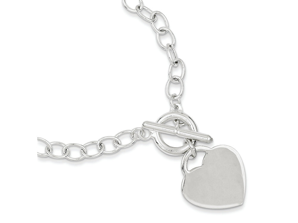 FJC Finejewelers Sterling Silver Oval Link Heart Bracelet