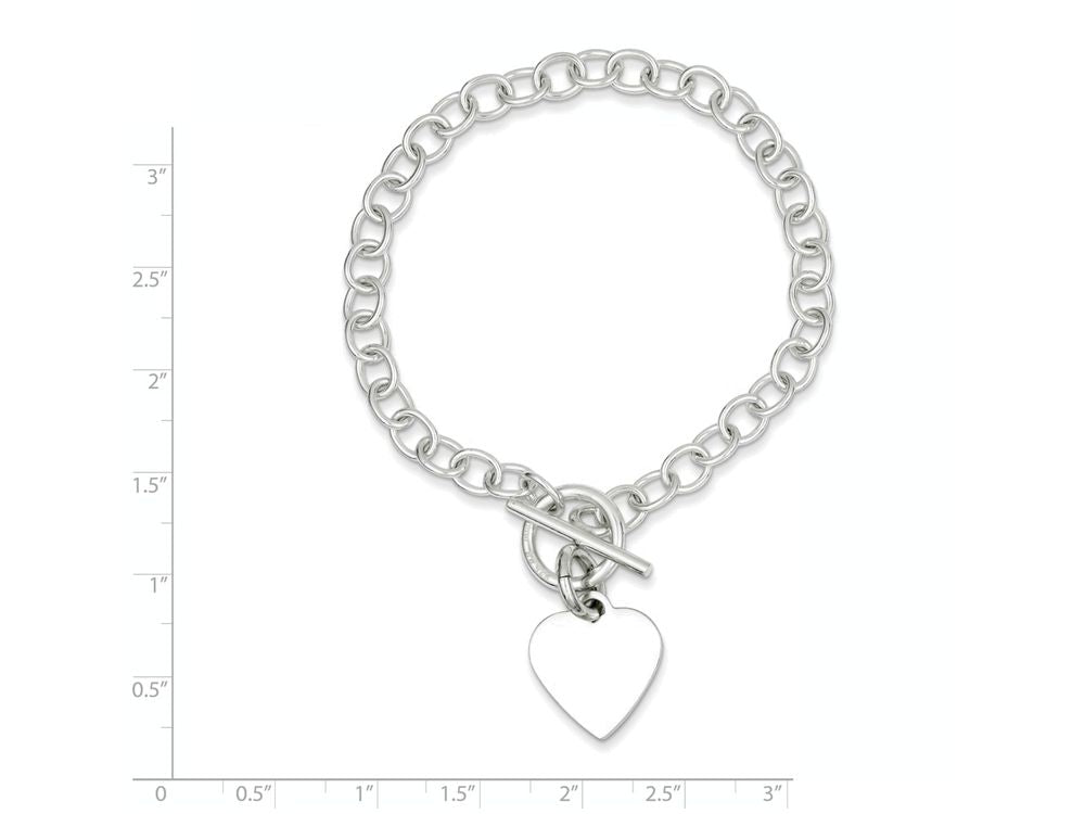 FJC Finejewelers Sterling Silver Polished Heart Charm Bracelet