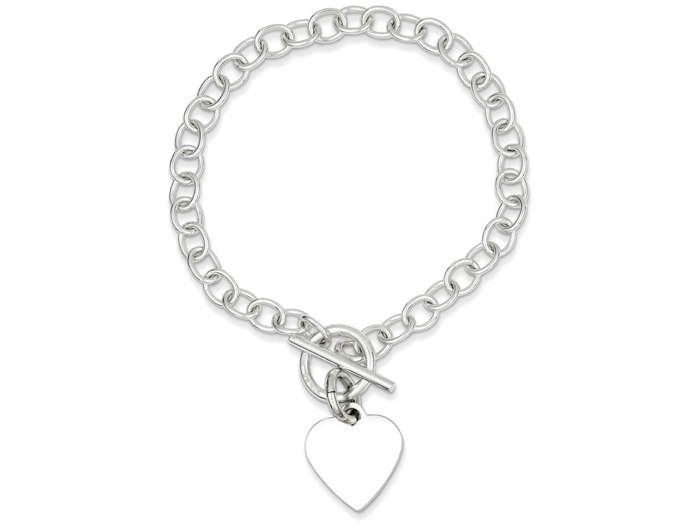 FJC Finejewelers Sterling Silver Polished Heart Charm Bracelet