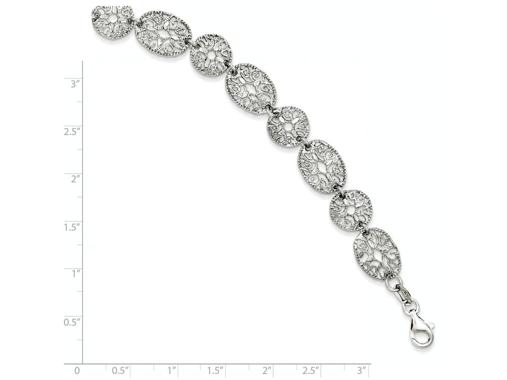 FJC Finejewelers Sterling Silver Rhodium Polished Circles Bracelet