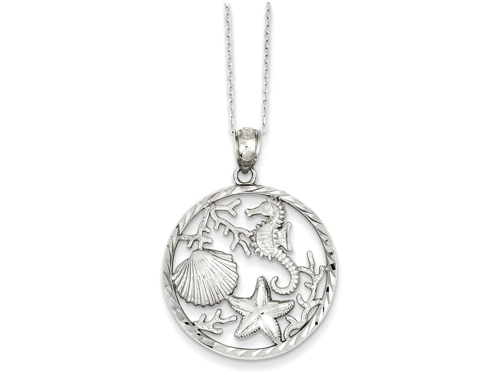 FJC Finejewelers Sterling Silver Seahorse, Starfish And Shell Pendant Necklace - Chain Included