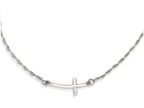FJC Finejewelers Sterling Silver Small Sideways Curved Cross 18 inch Necklace