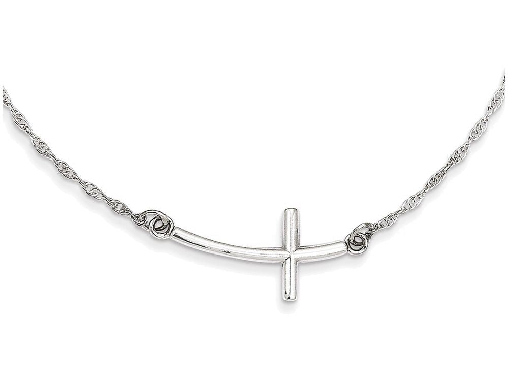 FJC Finejewelers Sterling Silver Large Sideways Curved Cross Necklace
