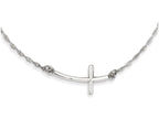 FJC Finejewelers Sterling Silver Large Sideways Curved Cross Necklace