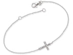 FJC Finejewelers Sterling Silver With CZ Sideways Cross W 1 In Ext Bracelet