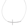 FJC Finejewelers Sterling Silver With CZ Sideways Cross (47 x 18 mm)  W/ 2 In Ext Necklace