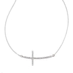 FJC Finejewelers Sterling Silver With CZ Sideways Cross (47 x 18 mm)  W/ 2 In Ext Necklace