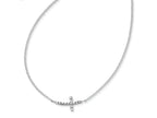 FJC Finejewelers Sterling Silver With CZ Offset Sideways Cross W/ 2 In Ext Necklace