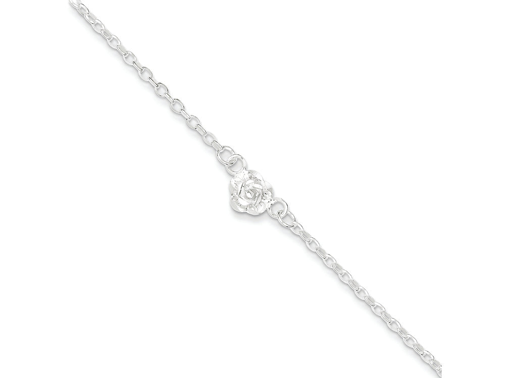 FJC Finejewelers Sterling Silver Flower Charm Anklet