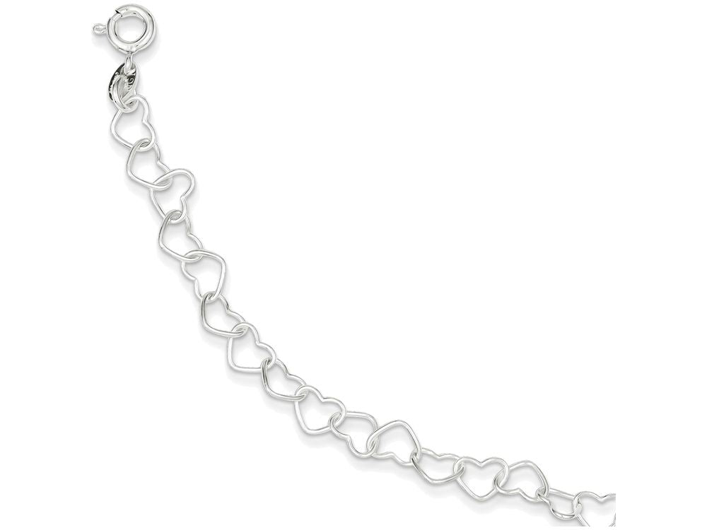 FJC Finejewelers Sterling Silver 7inch Polished Fancy Heart Link Bracelet