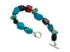 FJC Finejewelers Sterling Silver Red Coral/howlite/lapis and Turquoise Bracelet