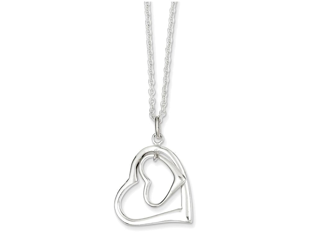 FJC Finejewelers Sterling Silver Double Heart Necklace