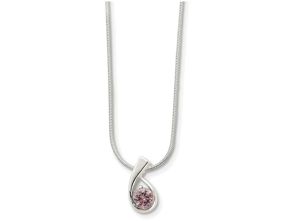 FJC Finejewelers Sterling Silver Pink Cubic Zirconia Pendant Necklace - Chain Included
