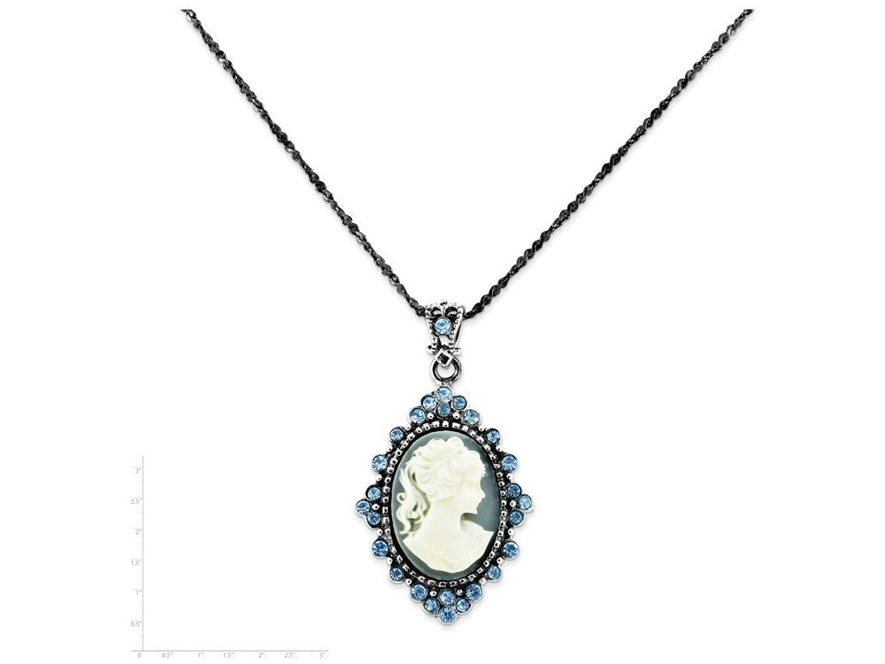 FJC Finejewelers Sterling Silver Blue Crystal Cameo Pendant Necklace W/ 16 Chain - Chain Included