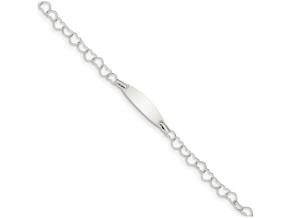 FJC Finejewelers Sterling Silver Polished Engraveable Children's Id Heart Link Bracelet