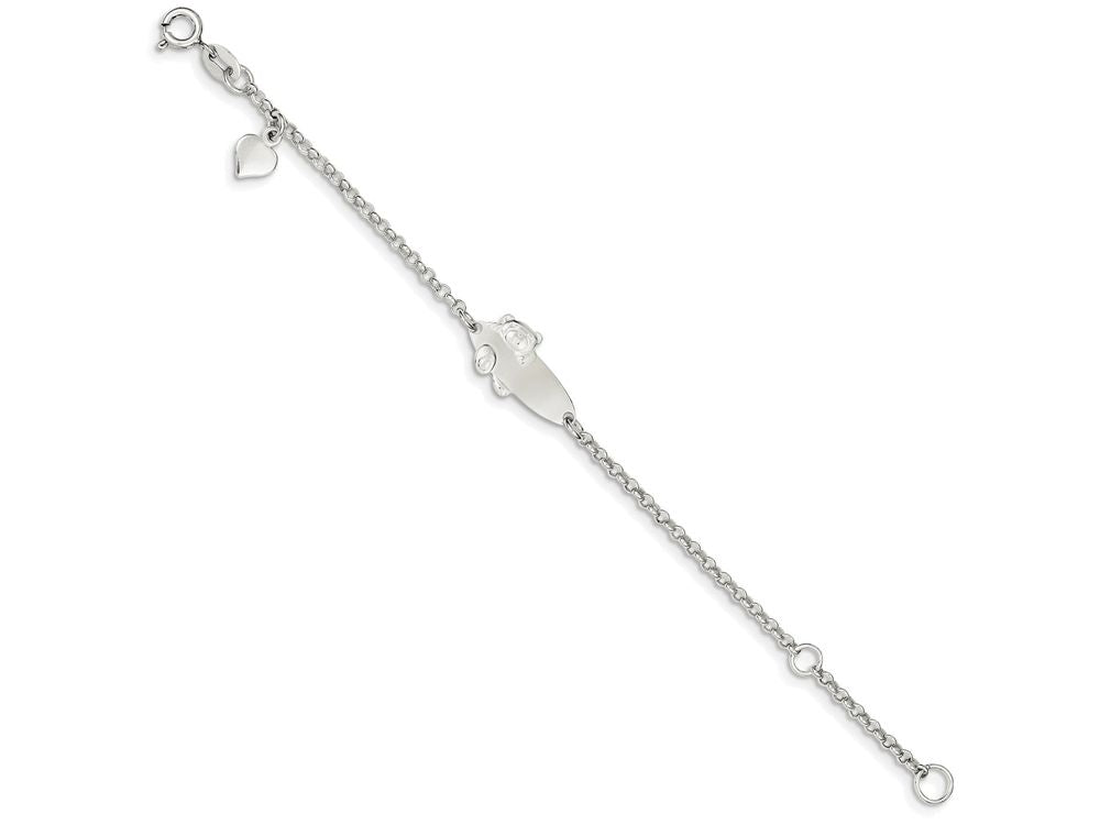 FJC Finejewelers Sterling Silver Polished Teddy Bear Baby Engraveable Id Bracelet