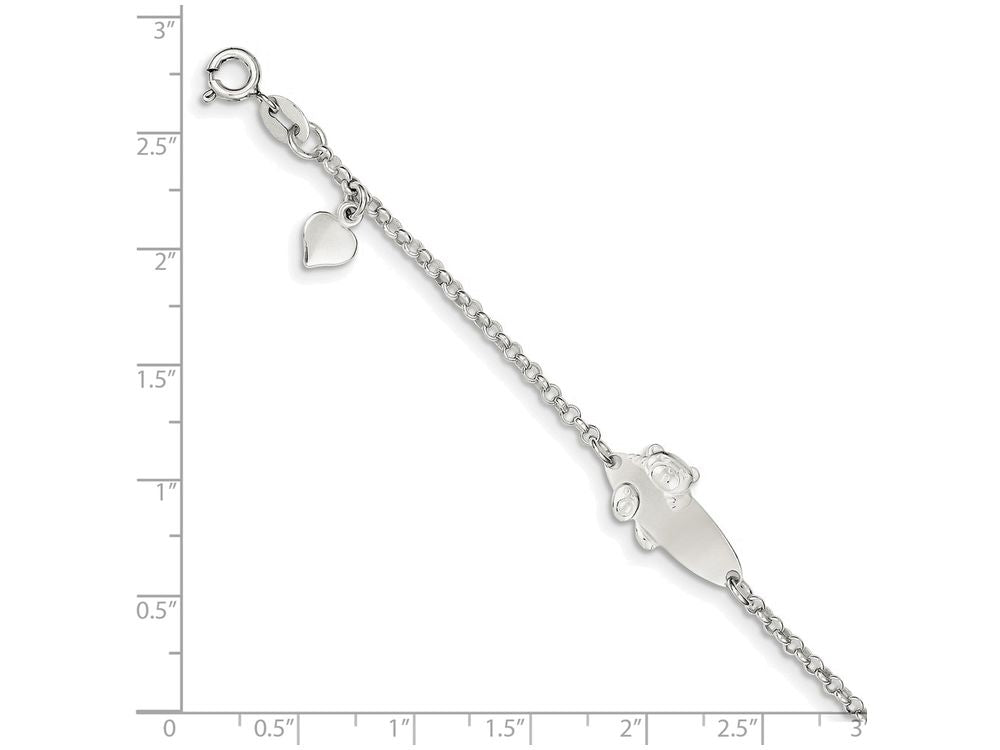 FJC Finejewelers Sterling Silver Polished Teddy Bear Baby Engraveable Id Bracelet