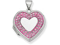 FJC Finejewelers Sterling Silver 18mm Heart Light Rose Preciosa Elements Border Locket Necklace