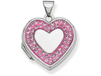 FJC Finejewelers Sterling Silver 18mm Heart Light Rose Preciosa Elements Border Locket Necklace