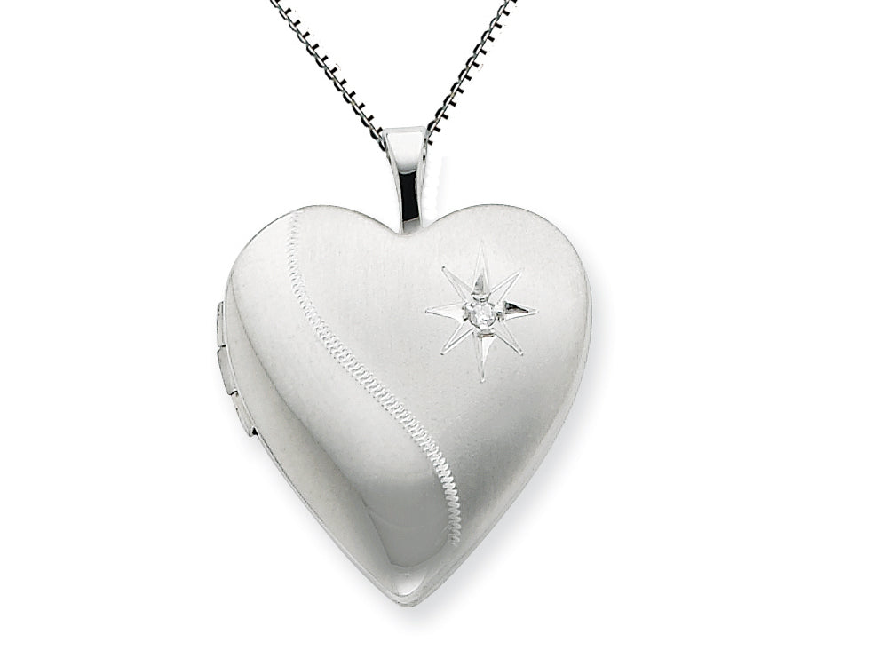 FJC Finejewelers 925 Sterling Silver 20mm Diamond Heart Locket Necklace - Chain Included