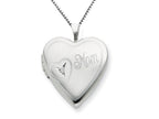 FJC Finejewelers 925 Sterling Silver 20mm Mom with Diamond Heart Locket Necklace - Chain Included