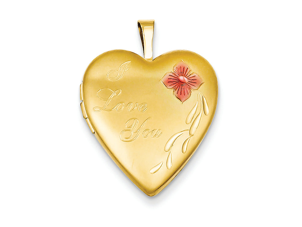 FJC Finejewelers 1/20 Gold Filled 20mm Enameled I Love You Heart Locket Necklace - Chain Included