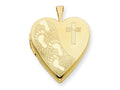 FJC Finejewelers 1/20 Gold Filled 20mm Cross and Footprint Heart Locket Pendant Necklace - Chain Included