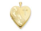 FJC Finejewelers 1/20 Gold Filled 20mm Cross and Footprint Heart Locket Pendant Necklace - Chain Included