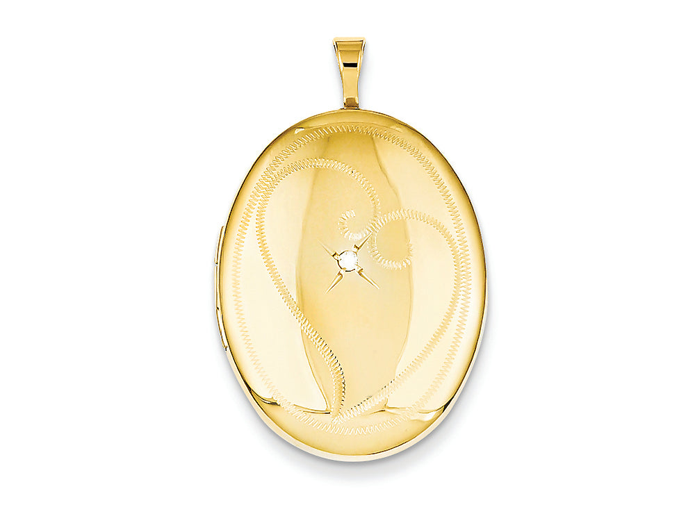 FJC Finejewelers 1/20 Gold Filled 20mm Diamond in Heart Oval Locket Necklace - Chain Included