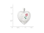 FJC Finejewelers Sterling Silver 24mm Enameled Rose Heart Locket Necklace