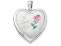 FJC Finejewelers Sterling Silver 24mm Enameled Rose Heart Locket Necklace