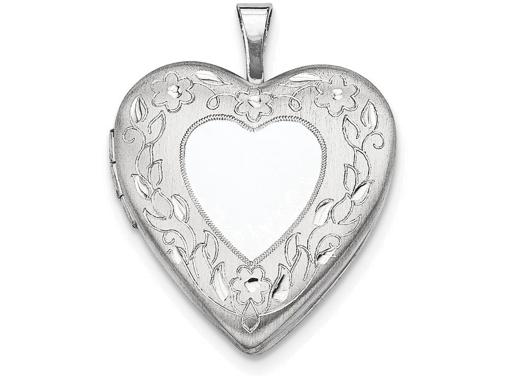 FJC Finejewelers Sterling Silver 20mm Floral Border Heart Locket Necklace