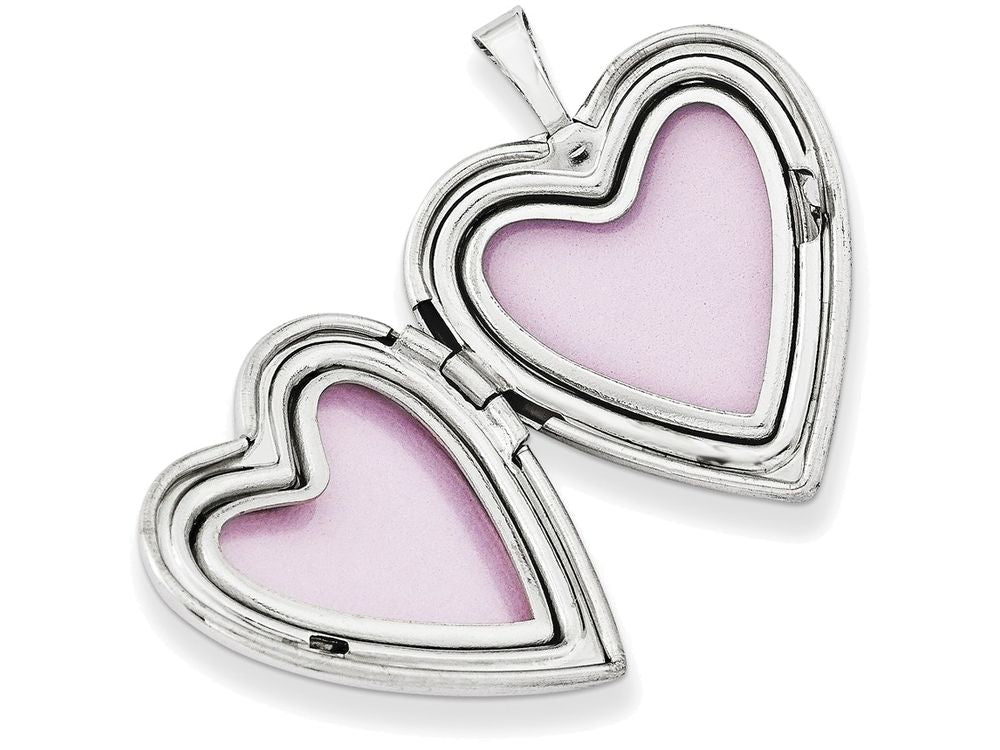 FJC Finejewelers Sterling Silver 20mm Cross Satin/polished Heart Locket Necklace