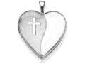 FJC Finejewelers Sterling Silver 20mm Cross Satin/polished Heart Locket Necklace
