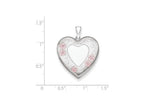 FJC Finejewelers Sterling Silver 24mm Enameled Floral Border Family Heart Locket Necklace