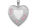 FJC Finejewelers Sterling Silver 24mm Enameled Floral Border Family Heart Locket Necklace