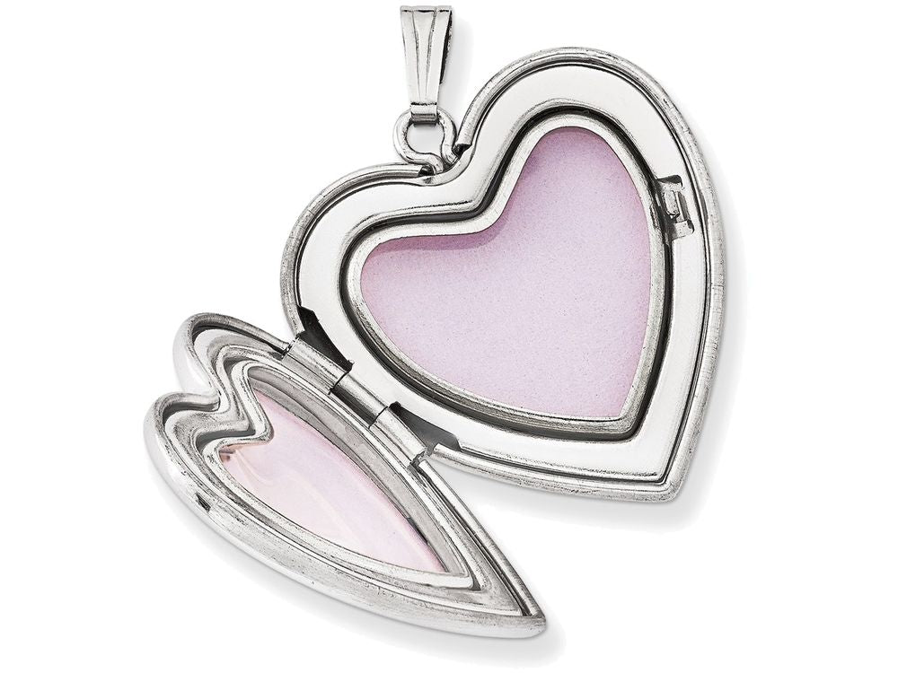 FJC Finejewelers Sterling Silver 24mm Enameled Floral Mom Family Heart Locket Necklace