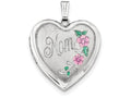 FJC Finejewelers Sterling Silver 24mm Enameled Floral Mom Family Heart Locket Necklace