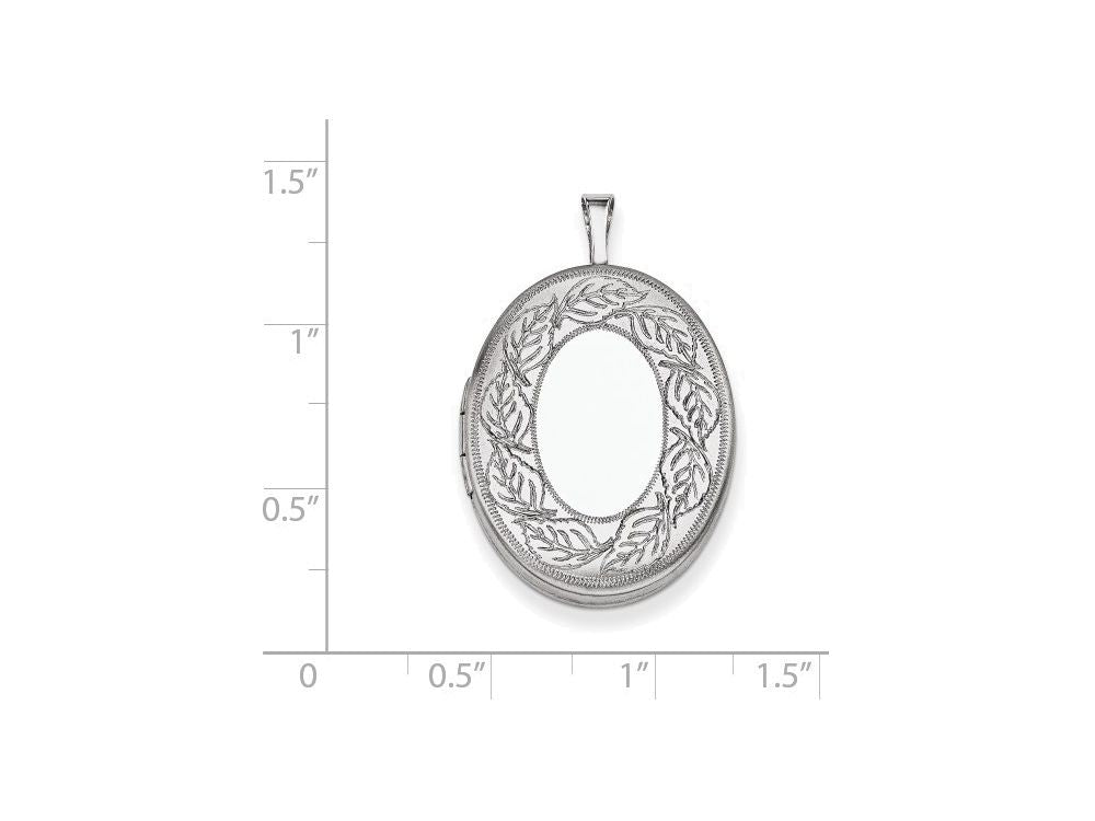 FJC Finejewelers Sterling Silver 26mm Leaf Border Oval Locket Necklace