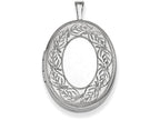FJC Finejewelers Sterling Silver 26mm Leaf Border Oval Locket Necklace