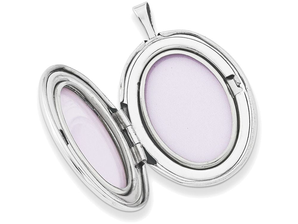 FJC Finejewelers Sterling Silver 26mm Enameled Flower And Scroll Oval Locket Necklace