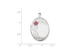 FJC Finejewelers Sterling Silver 26mm Enameled Flower And Scroll Oval Locket Necklace