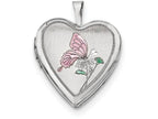 FJC Finejewelers Sterling Silver 20mm Enameled Butterfly Heart Locket Necklace