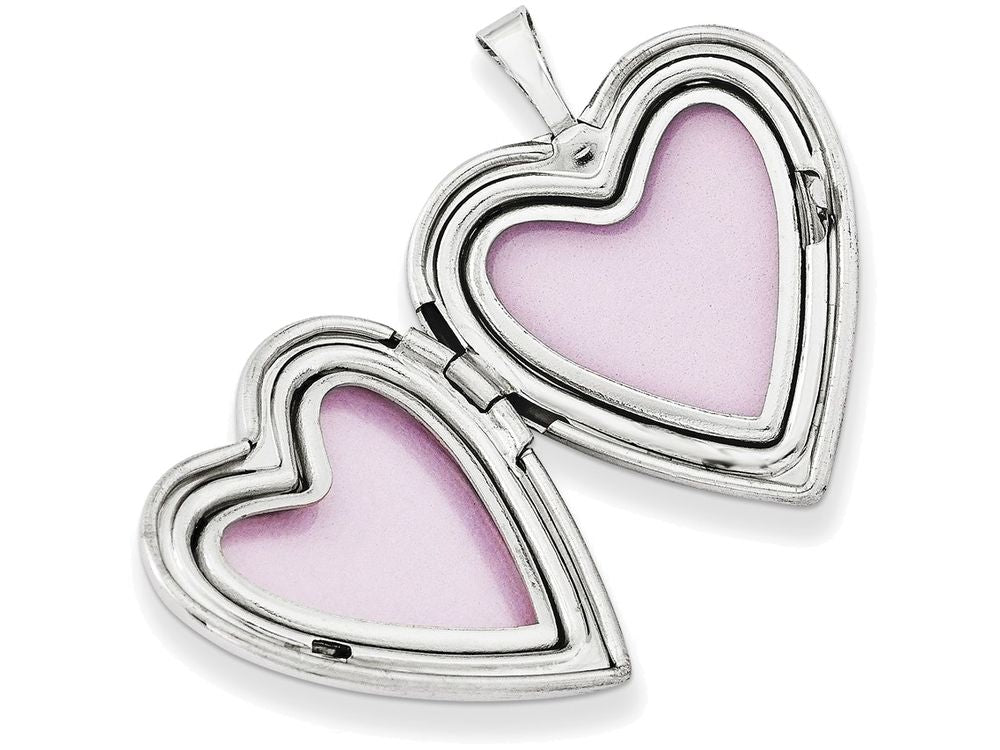 FJC Finejewelers Sterling Silver 20mm Swirl and Polished Heart Locket Necklace