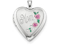 FJC Finejewelers Sterling Silver 20mm Enameled Floral Mom Heart Locket Necklace