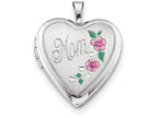FJC Finejewelers Sterling Silver 20mm Enameled Floral Mom Heart Locket Necklace
